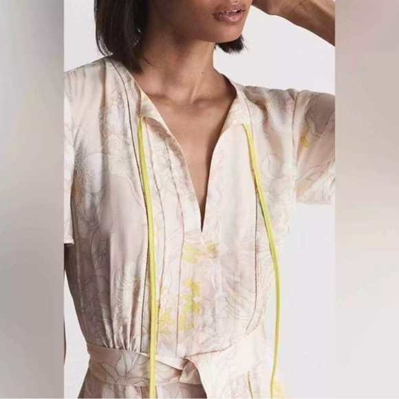 Reiss Carlotta Tie Waist Flippy Mini Dress Size 14 - Picture 4 of 11